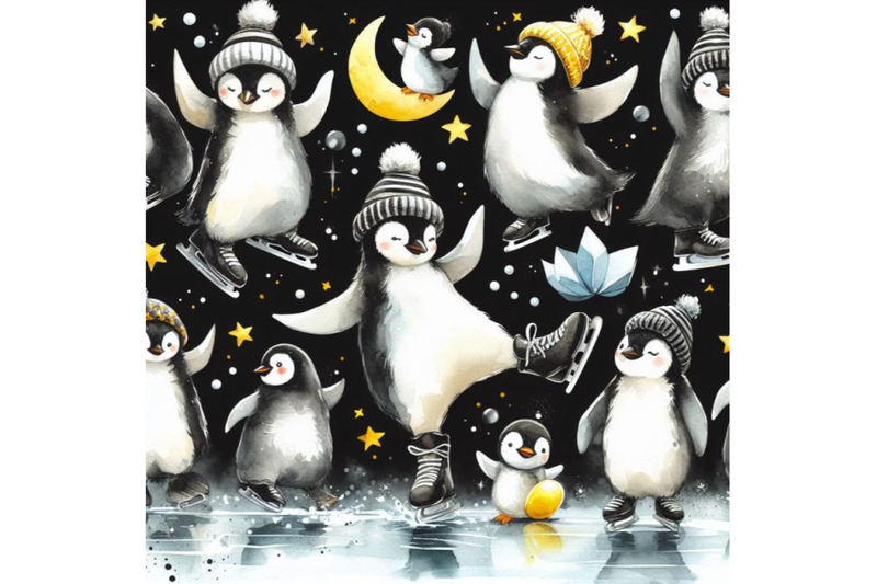 bundle-of-penguins-ice-skating