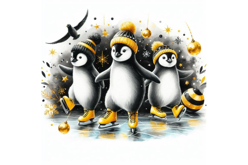 bundle-of-penguins-ice-skating