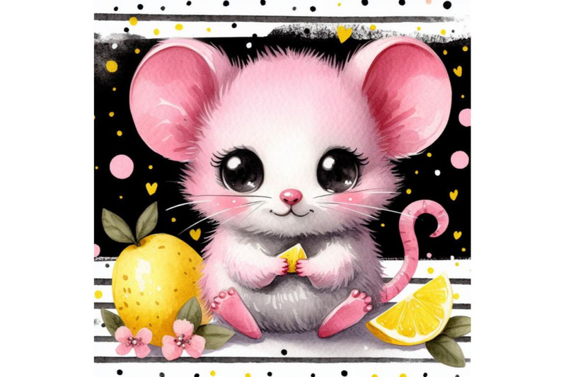 bundle-of-cartoon-pink-little-mouse