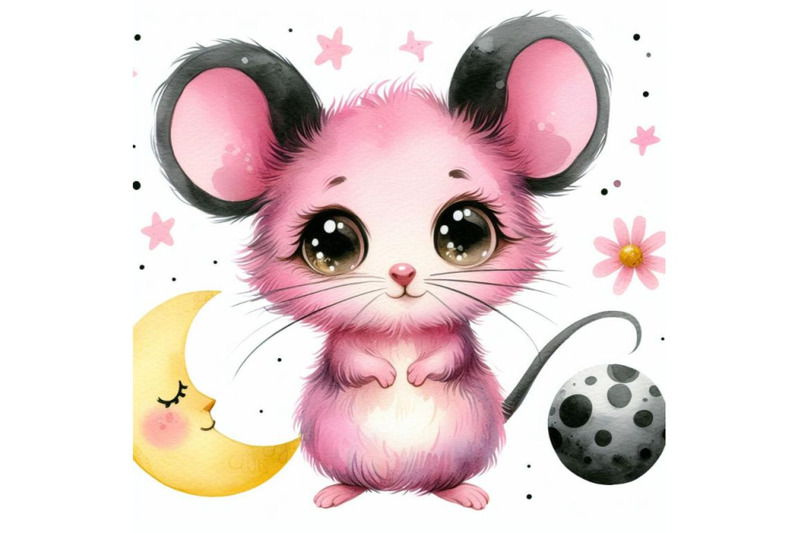 bundle-of-cartoon-pink-little-mouse