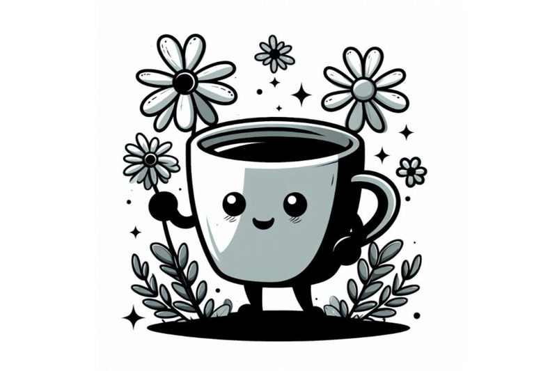 bundle-of-cartoon-character-cup-with-flower