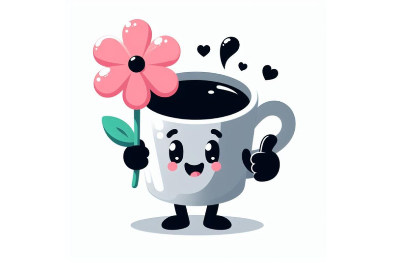 bundle-of-cartoon-character-cup-with-flower