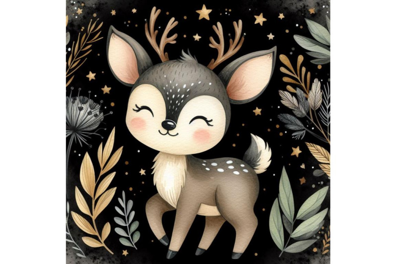 bundle-of-cute-deer-cartoon