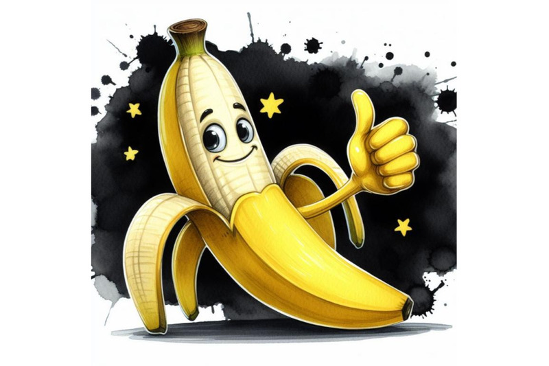 bundle-of-cartoon-banana-giving-thumbs-up