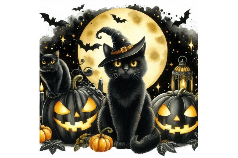 bundle-of-halloween-black-cat-pumpkin