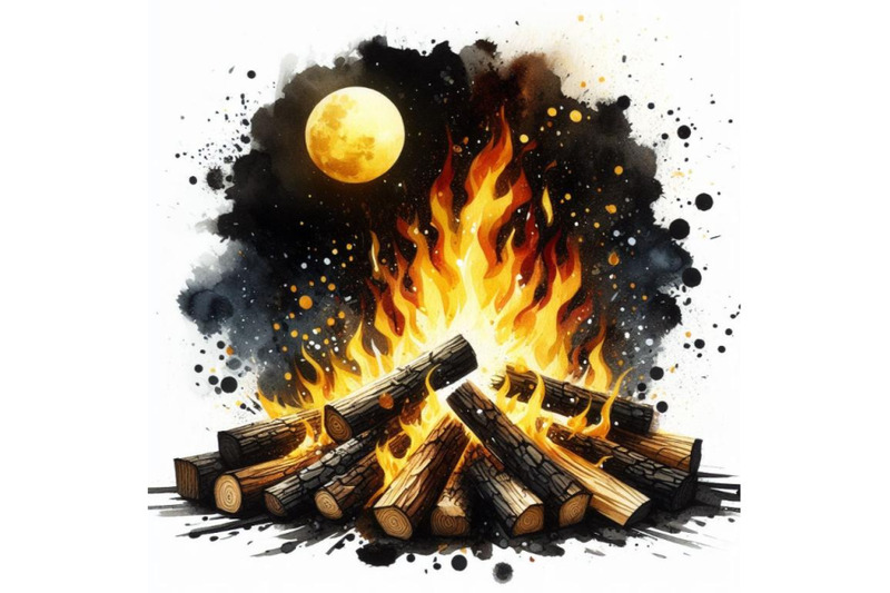 bundle-of-burning-bonfire-with-wood