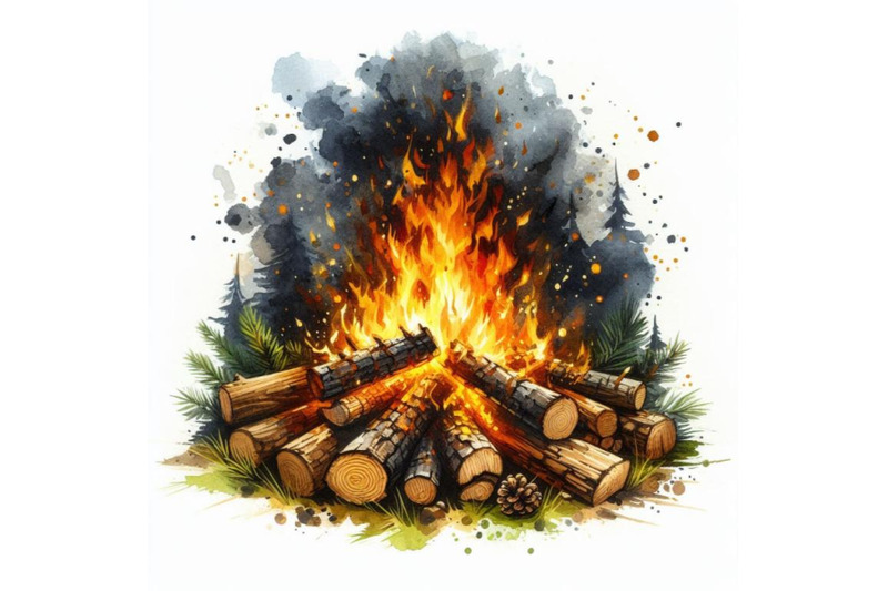 bundle-of-burning-bonfire-with-wood