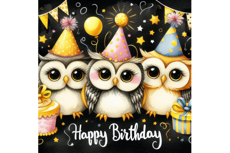 bundle-of-a-cute-three-owls-happy-birthday