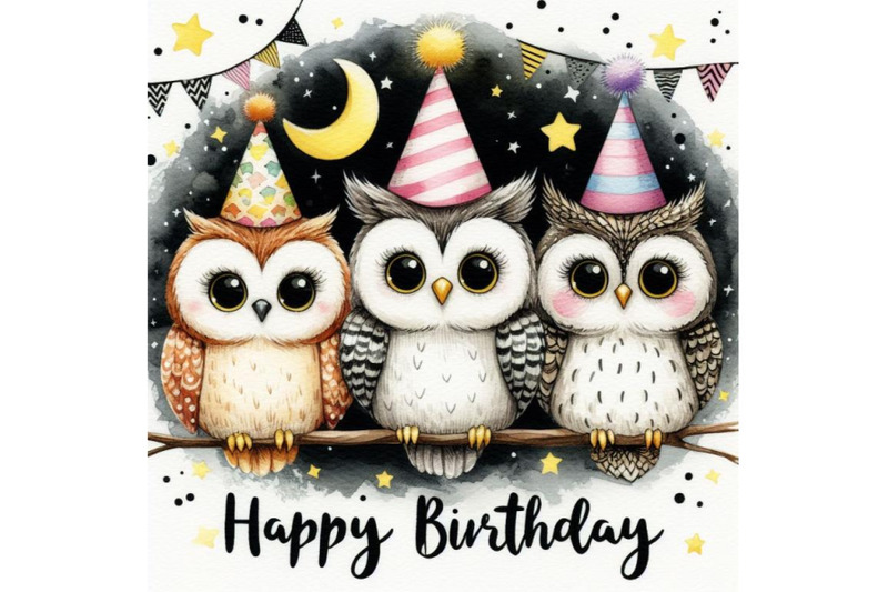 bundle-of-a-cute-three-owls-happy-birthday