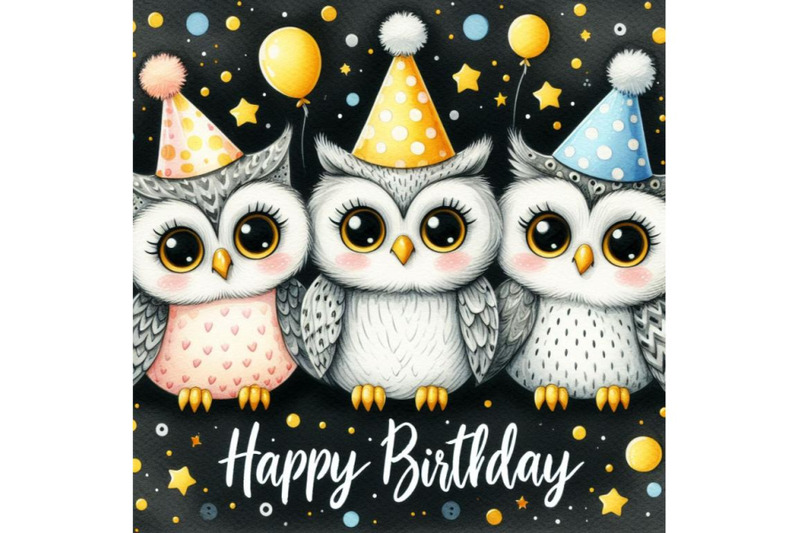 bundle-of-a-cute-three-owls-happy-birthday