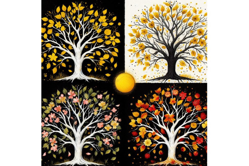 bundle-of-four-seasons-tree-spring-summer-autumn-winter