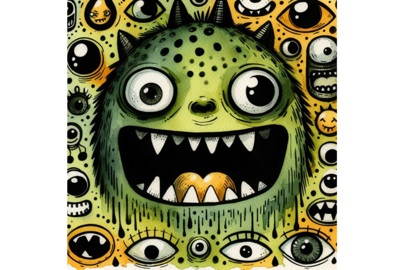 bundle-of-a-green-cartoonish-monster-face