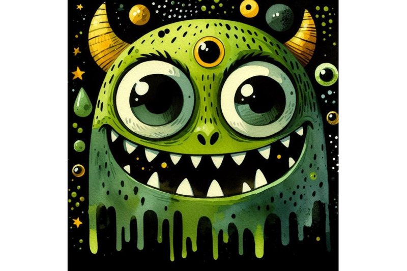 bundle-of-a-green-cartoonish-monster-face