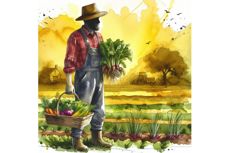 bundle-of-a-farmer-stands-holding-vegetables-in-his-field