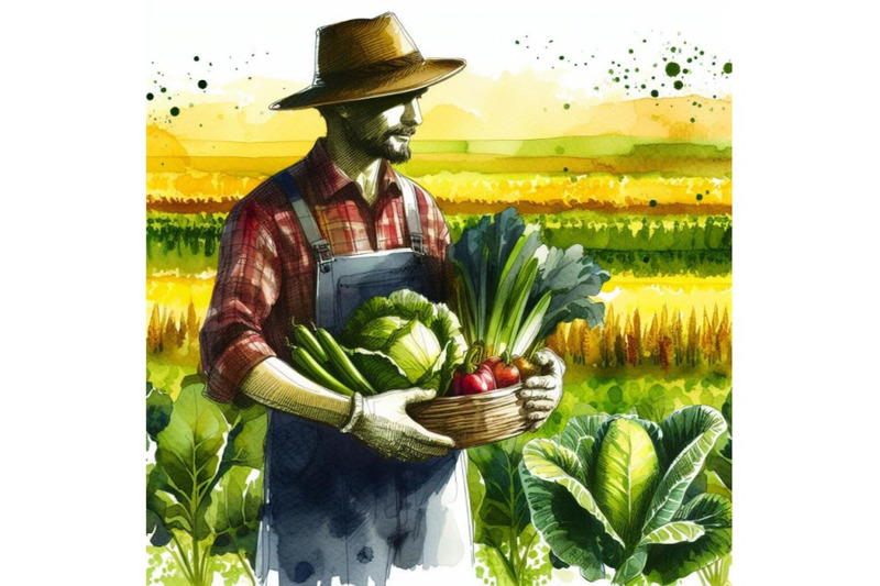 bundle-of-a-farmer-stands-holding-vegetables-in-his-field