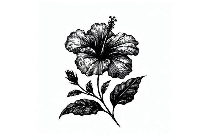 bundle-of-hand-drawing-hibiscus-flower-outline-stroke