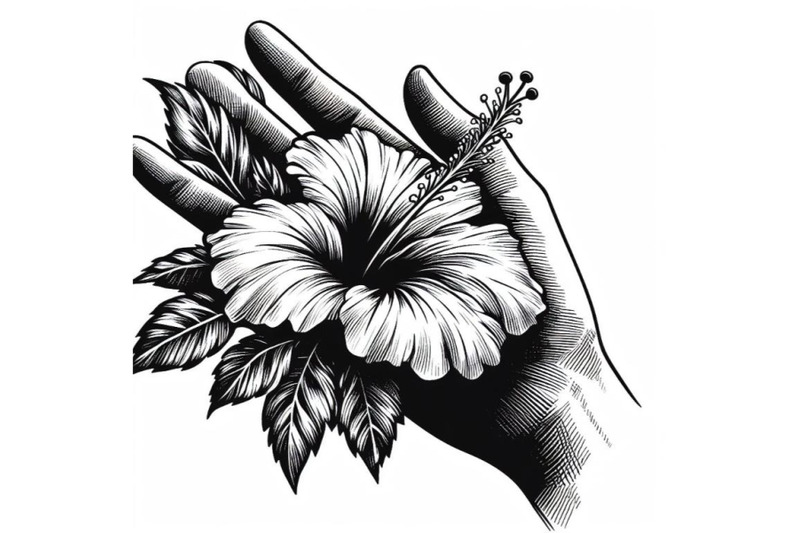 bundle-of-hand-drawing-hibiscus-flower-outline-stroke