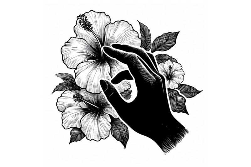 bundle-of-hand-drawing-hibiscus-flower-outline