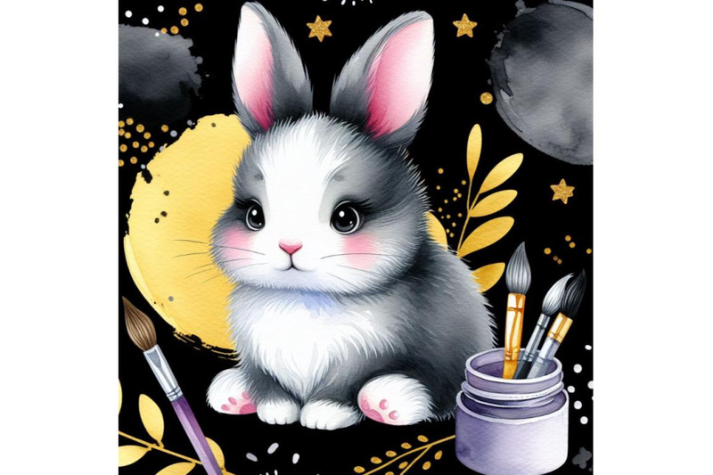 bundle-of-cute-little-rabbit-cartoon