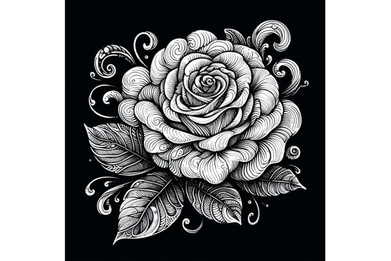 bundle-of-artistic-doodle-white-rose-hand-drawn