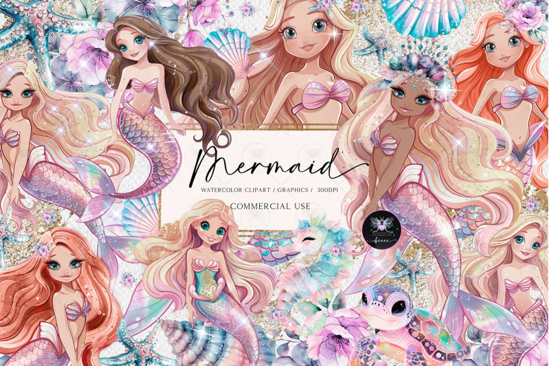 mermaid-watercolor-set