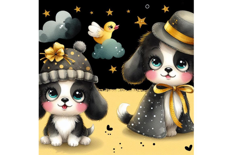 bundle-of-cute-little-dog-cartoon