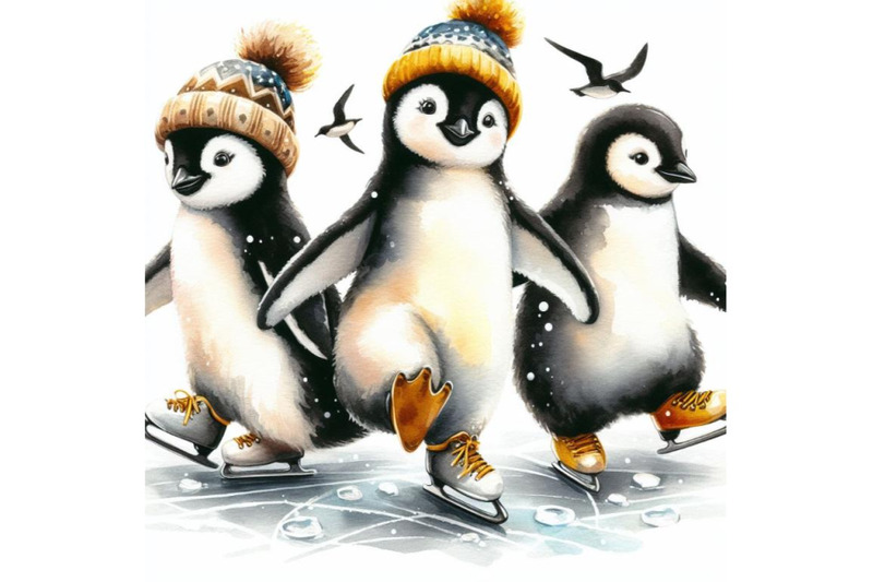 bundle-of-penguins-ice-skating