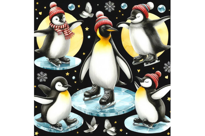 bundle-of-penguins-ice-skating