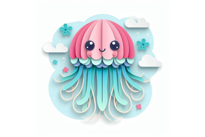 bundle-of-cute-jellyfish-paper-art-layer