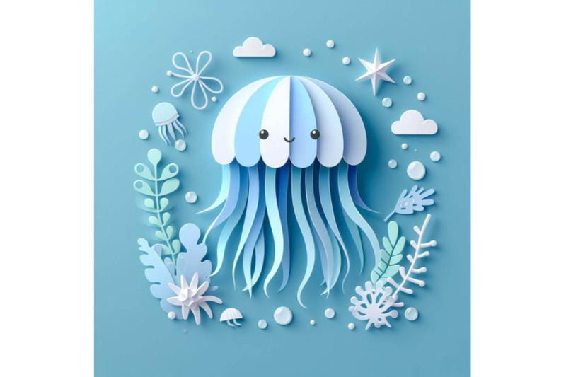 bundle-of-cute-jellyfish-paper-art-layer