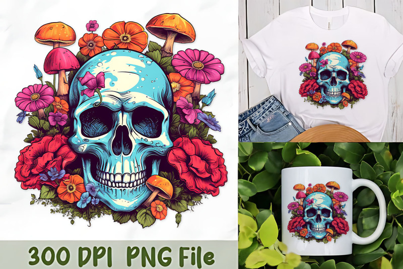 psychedelic-skull-with-flowers