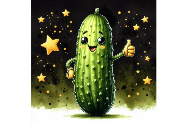 bundle-of-cartoon-cucumber-giving-thumbs-up