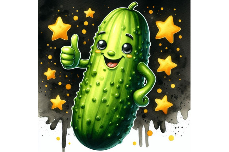 bundle-of-cartoon-cucumber-giving-thumbs-up