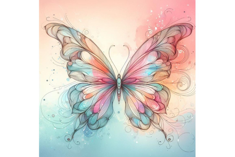 bundle-of-a-butterfly-line-art-and-pastel-abstract-background