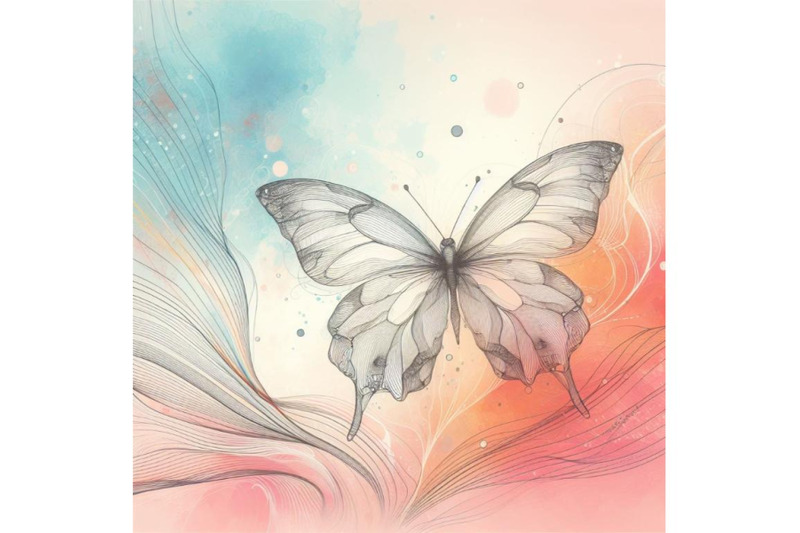 bundle-of-a-butterfly-line-art-and-pastel-abstract-background