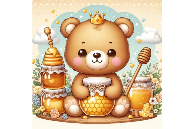 bundle-of-cute-bear-holding-honey-jar