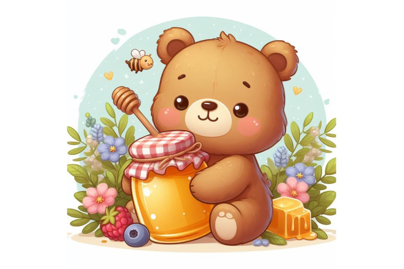 bundle-of-cute-bear-holding-honey-jar