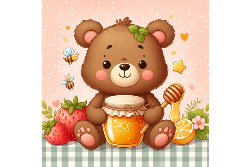 bundle-of-cute-bear-holding-honey-jar