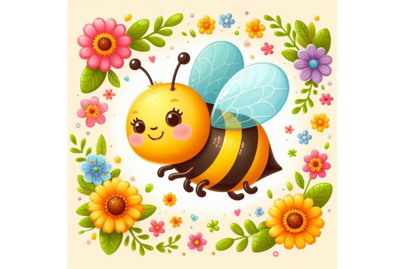 bundle-of-honey-bee-flying-with-joy