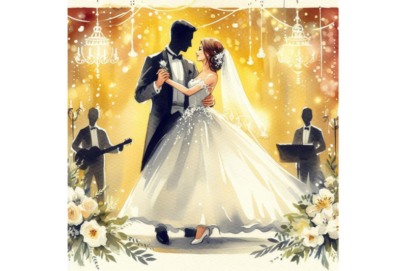 bundle-of-cartoon-bride-and-groom-first-dance-wedding