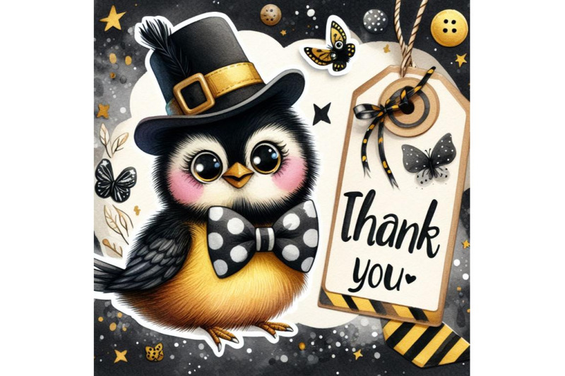 bundle-of-thank-you-label-with-funny-bird