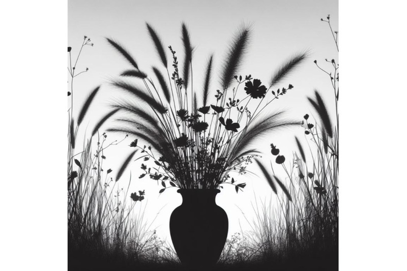 bundle-of-field-grass-and-branch-with-leaves-in-a-vase