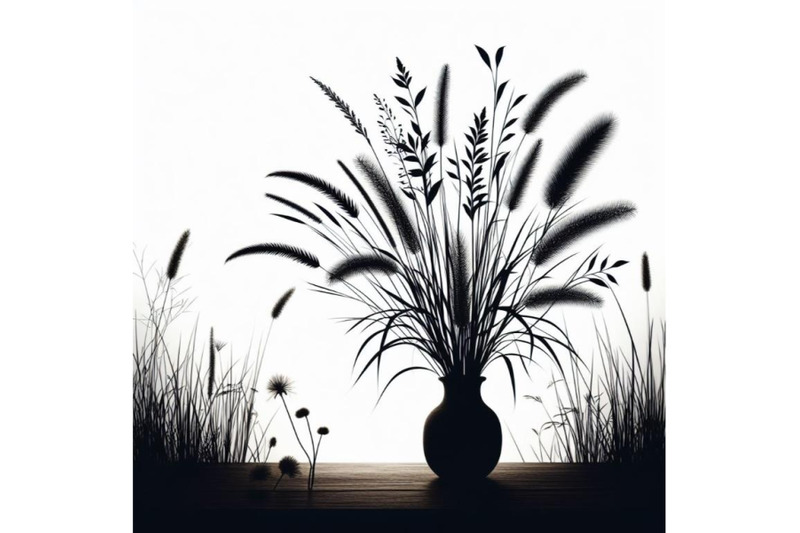 bundle-of-field-grass-and-branch-with-leaves-in-a-vase