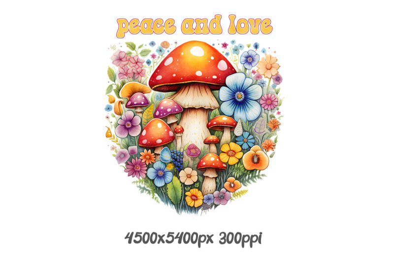 peace-and-love-with-heart-mushrooms