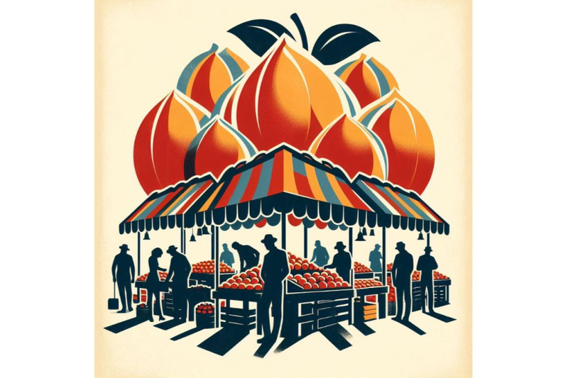 bundle-of-abstract-peach-fruit-market-retro-poster-art