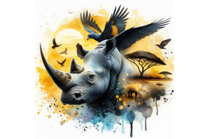 bundle-of-wild-africa-bird-rhino