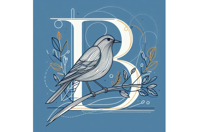 bundle-of-bird-alphabet-b-with-bird-on-branch