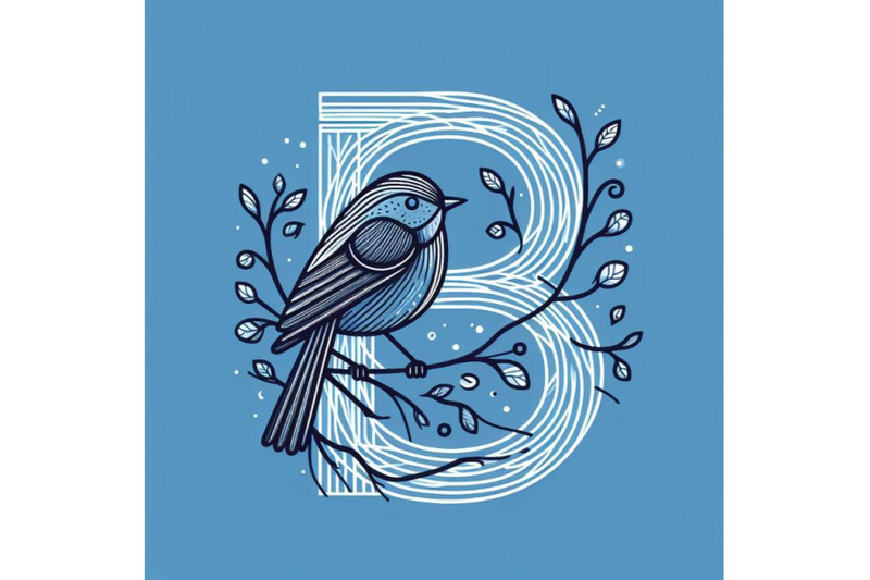 bundle-of-bird-alphabet-b-with-bird-on-branch