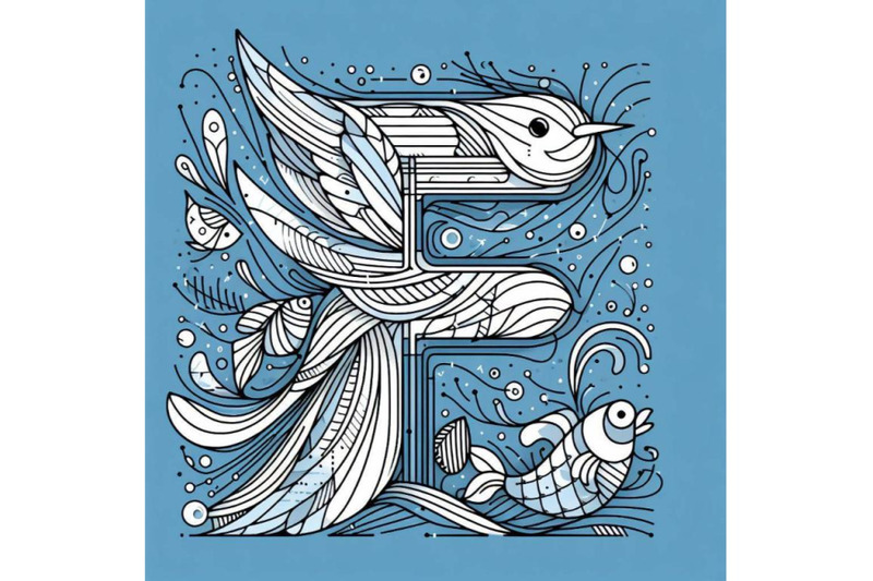 bundle-of-bird-alphabet-f-with-fish