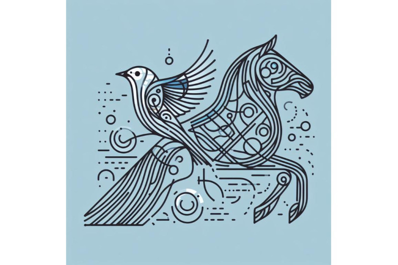 bundle-of-bird-alphabet-h-with-horse